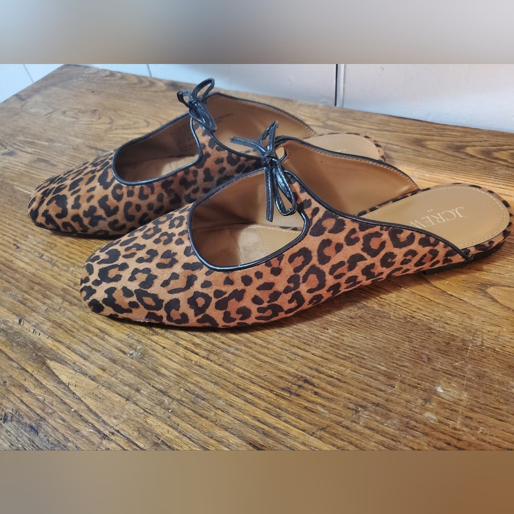 J. Crew Leopard Print Flats with Black Trim